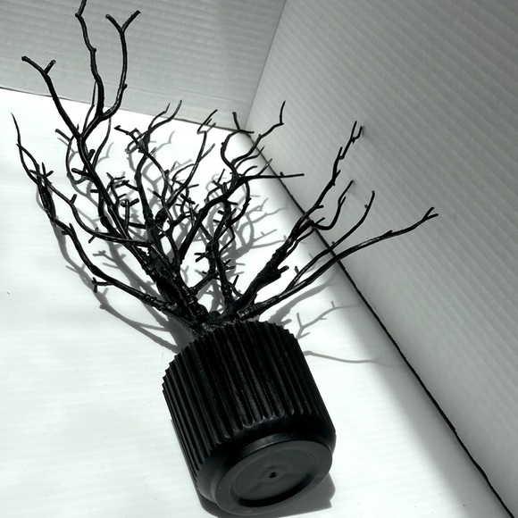 Gothic Black Jewelry Holder Tree in Flower Pot Decor Centerpiece 14 in Tall - Picture 7 of 8